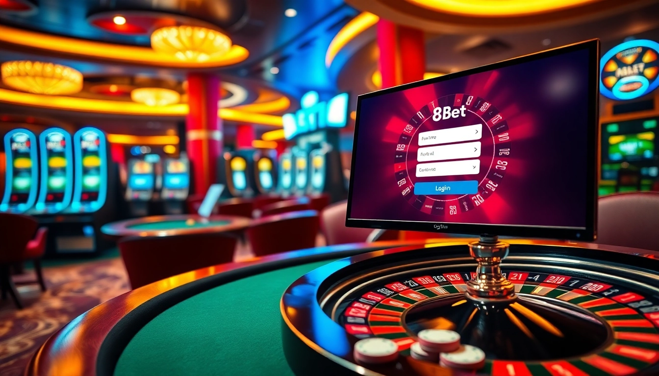 Engaging with the vibrant 8kbet đăng nhập online gambling interface in a luxurious casino.