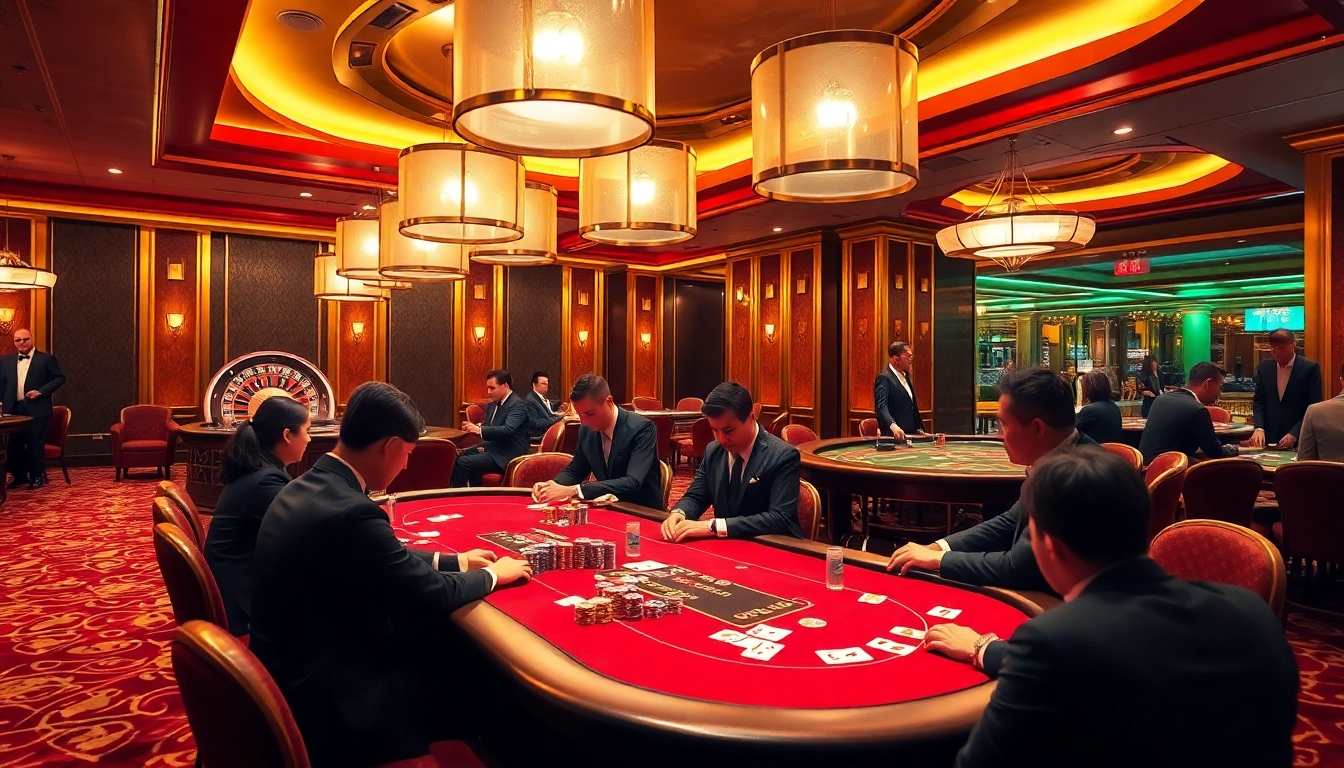 Experience the excitement of gaming at CM88 trang chủ with vibrant casino tables and players.