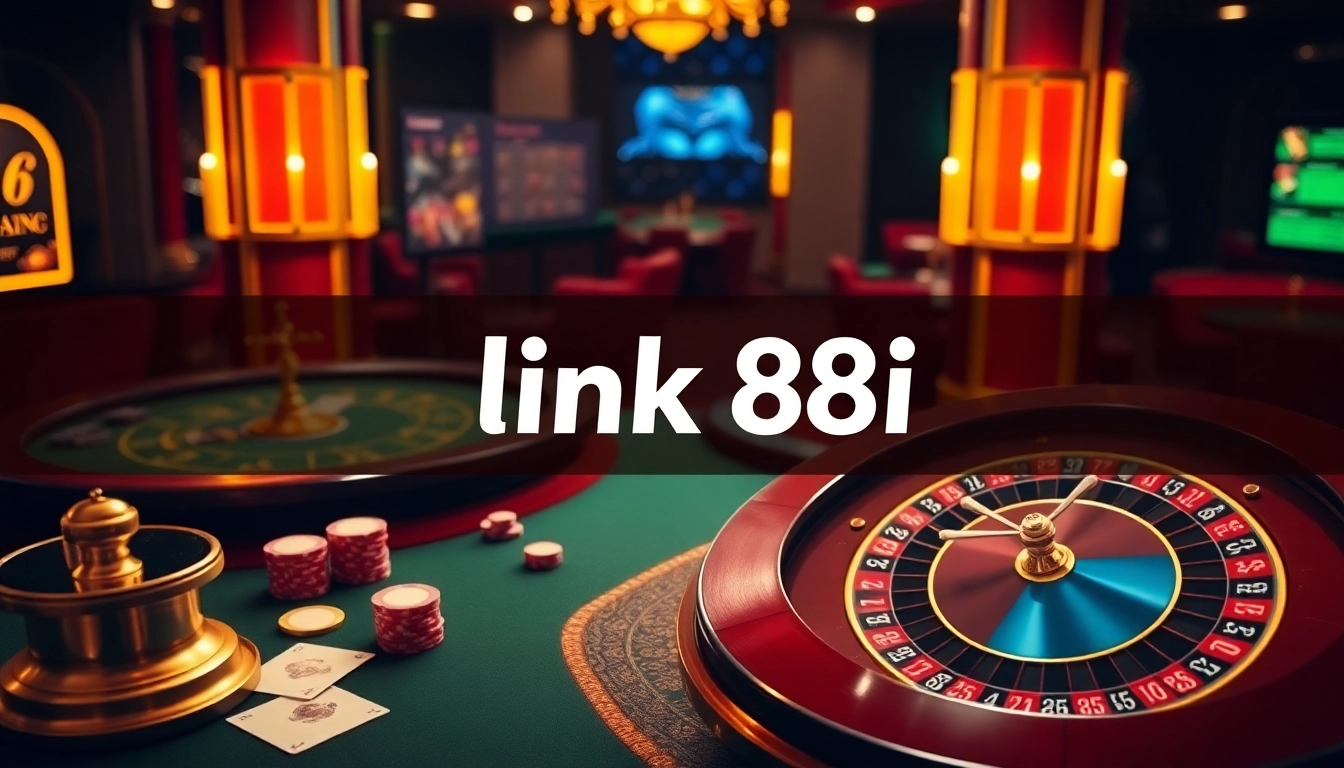 Experience the excitement of gambling with link 88i in a vibrant casino atmosphere featuring poker and roulette.