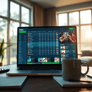 Engaging home workspace showcasing online betting on 888b.bet on a laptop.