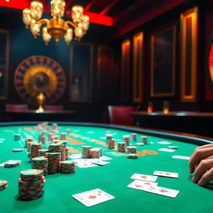 Exciting LV88 poker scene with players at a casino table immersed in a game.