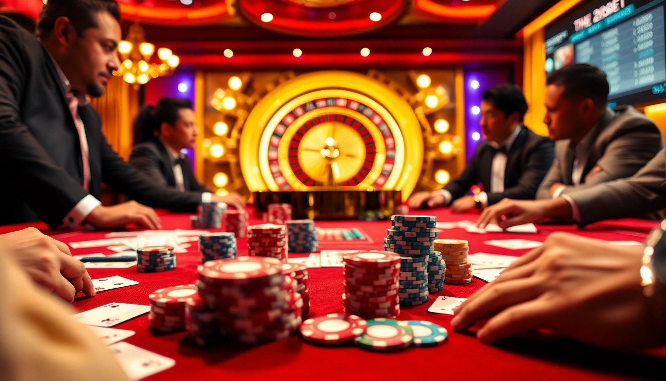 Experience thrilling gameplay at E2bet with poker chips and cards on a stylish casino table.