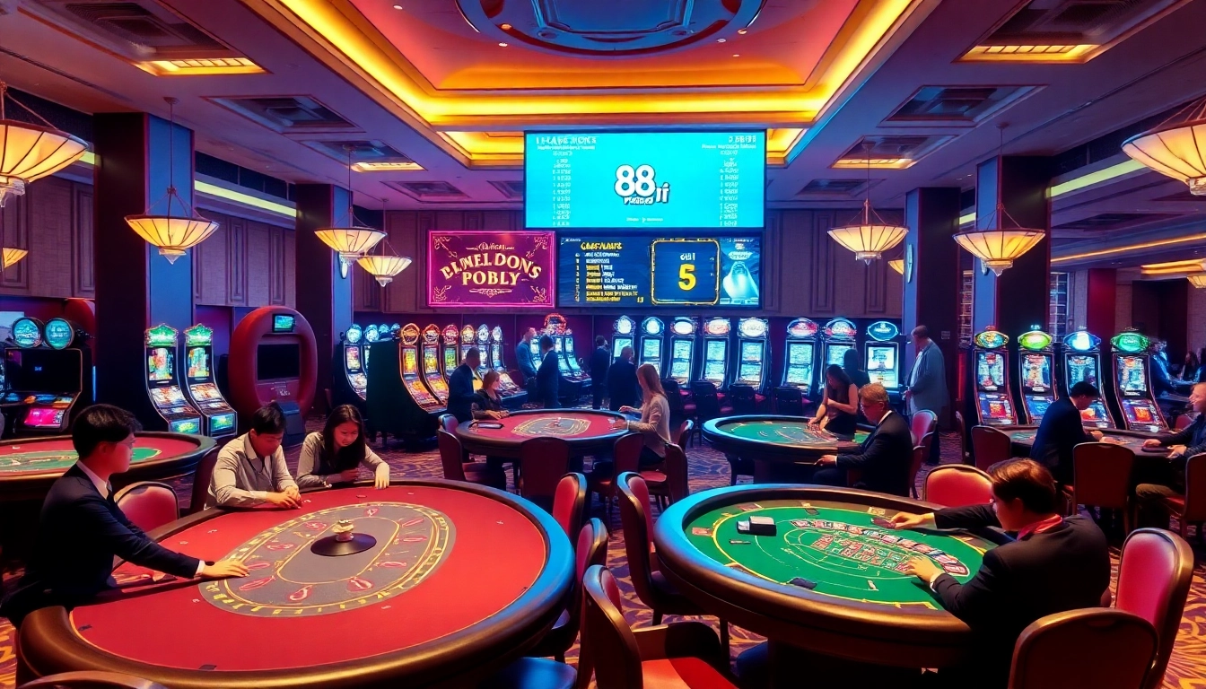 Experience the thrill of gaming at 88i's luxurious casino with vibrant tables and exciting action.