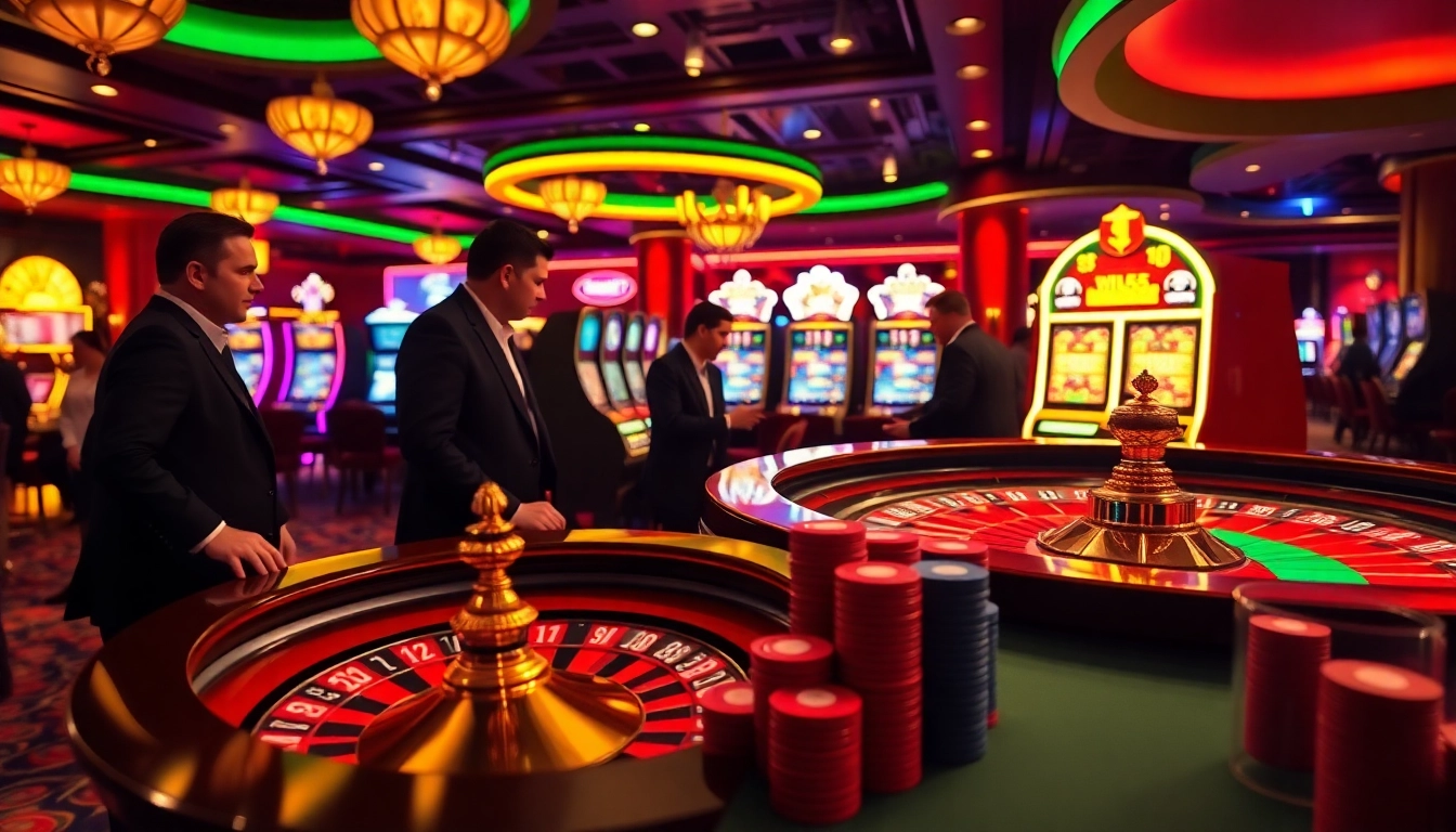 Experience the excitement of win55 at a luxurious casino with roulette and poker.