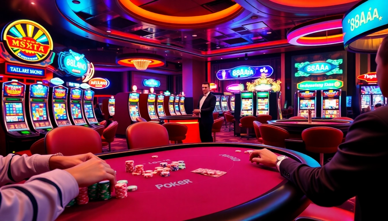 Players at a poker table strategizing their moves in the exciting 88aa casino atmosphere.