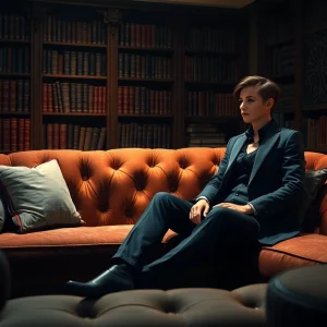 Engaging NSFW roleplay scene showing a stylish character in an intimate setting