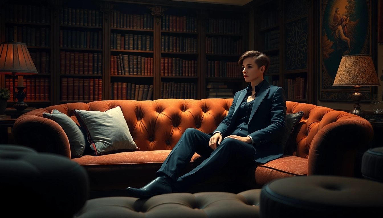 Engaging NSFW roleplay scene showing a stylish character in an intimate setting