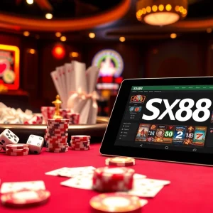 SX88 online casino excitement with vibrant gaming table and colorful chips