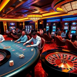 Excited gamblers strategizing at a high-stakes poker table at 789win casino.