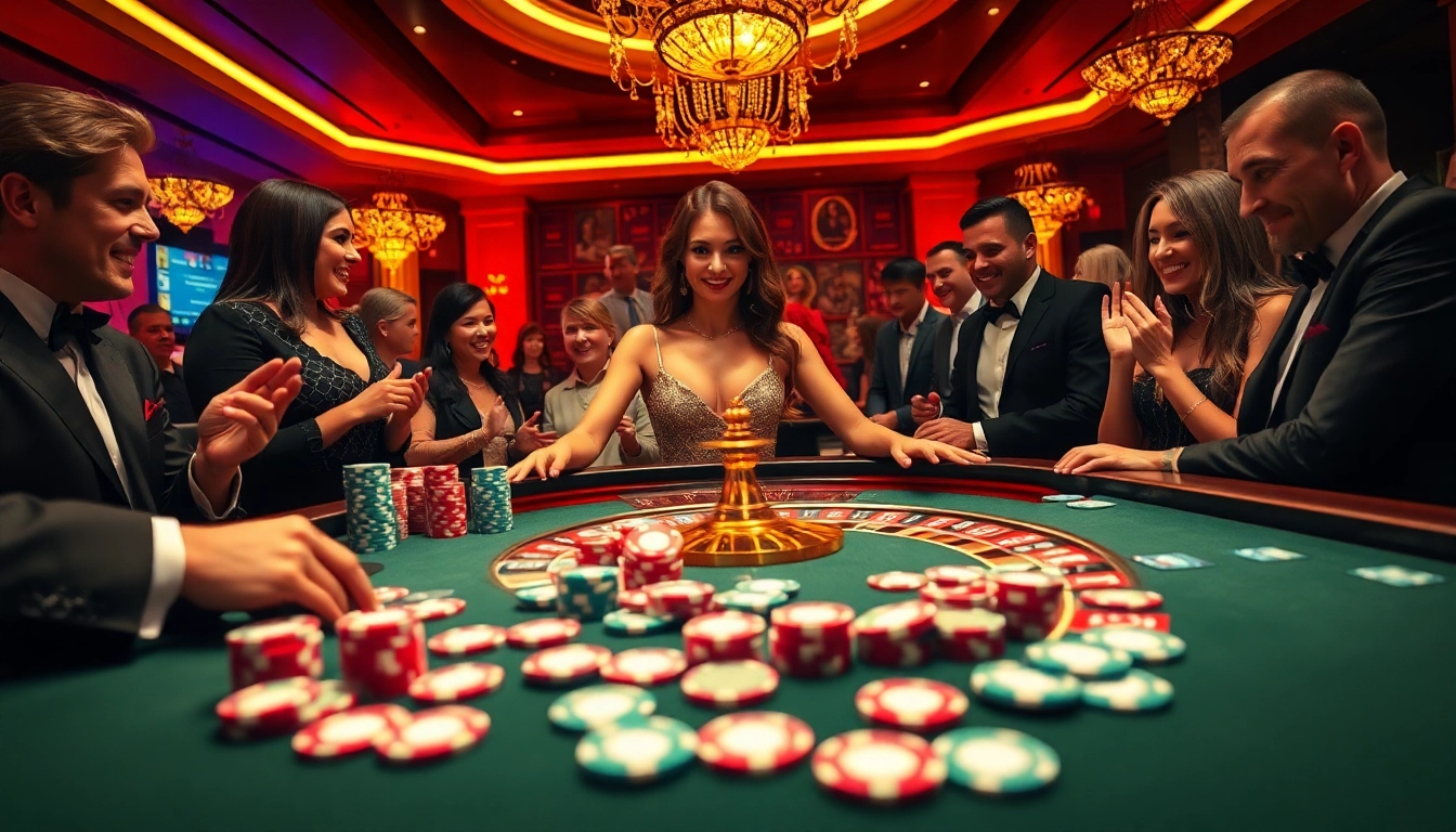 Excited players at the roulette table experience thrills at https://go88.fast/ while placing bets.