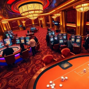 Exciting gameplay at www88 casino with vibrant slot machines and roulette tables in elegant decor.