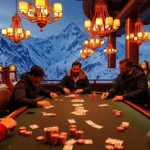 Experience the excitement of winning at Everest base camp themed poker tables with stunning mountain views.
