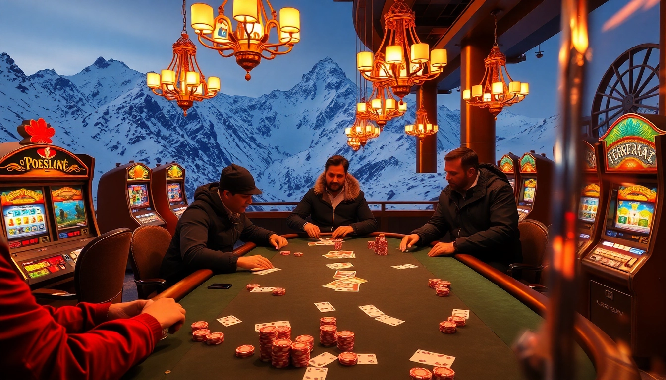 Experience the excitement of winning at Everest base camp themed poker tables with stunning mountain views.
