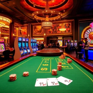 Engaging casino moment showcasing s88 poker table strategies with vibrant game elements.