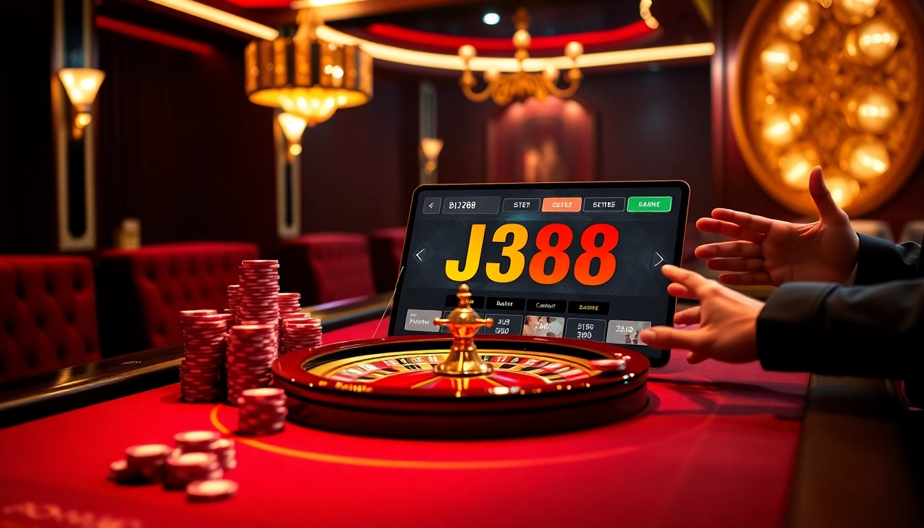 Experience the excitement of BJ388 online gambling with vibrant casino tables and user-friendly interface.