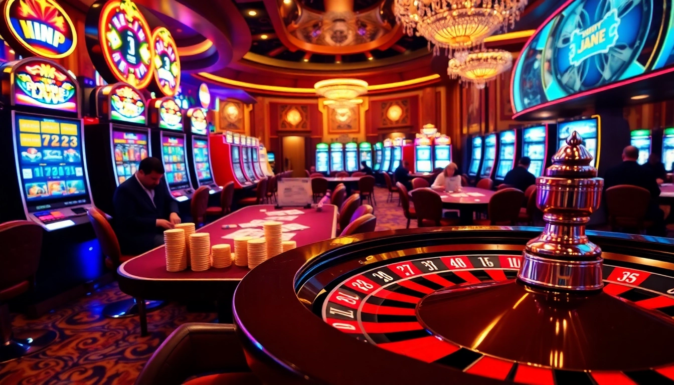 Experience the thrill of gambling at 222bd with vibrant slot machines and elegant poker tables.