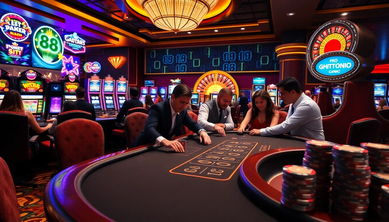 Experience luxury gaming with 88i bet at a vibrant casino table surrounded by excitement.