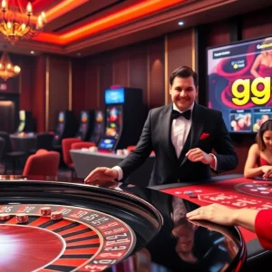Experience the thrill of gambling at gg88 biz with a vibrant casino scene featuring roulette and poker games.