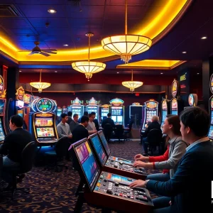 MM88 online casino experience with vibrant slot machines and lively players.