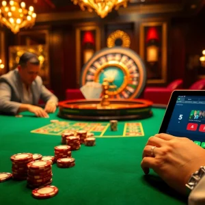 Engaged players at a luxurious poker table showcasing http://fabet0.com/ casino excitement.