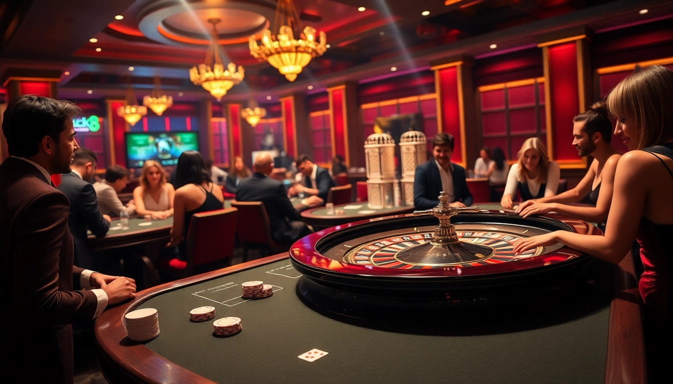 Trải nghiệm sự phấn khích tại https://luck8.com cùng các người chơi trong cảnh casino sang trọng.