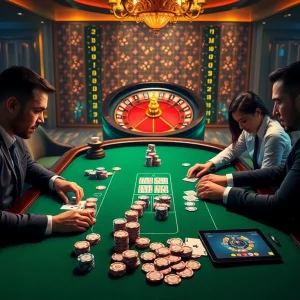 Experience the thrill of strategic poker play at 789win with vibrant chips and cards on a luxurious table.