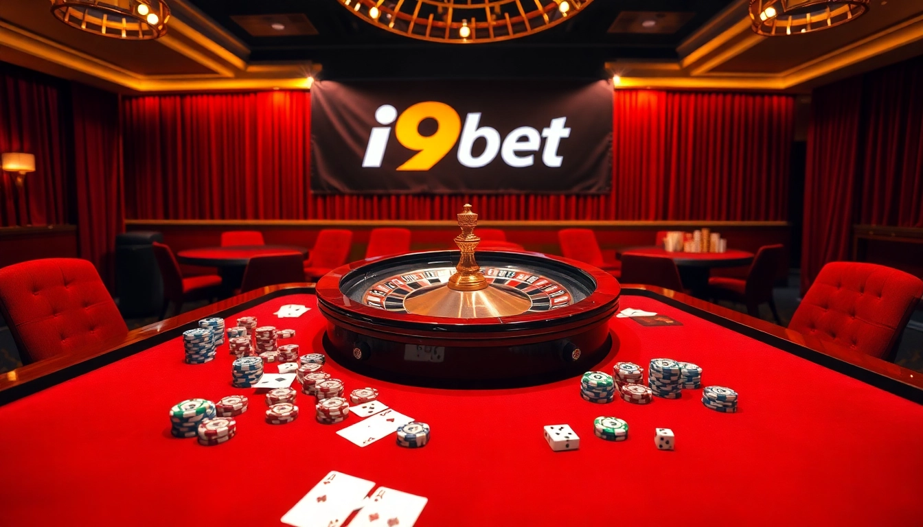 Experience thrilling gameplay at i9bet with sumptuous casino tables, cards, and roulette wheels.