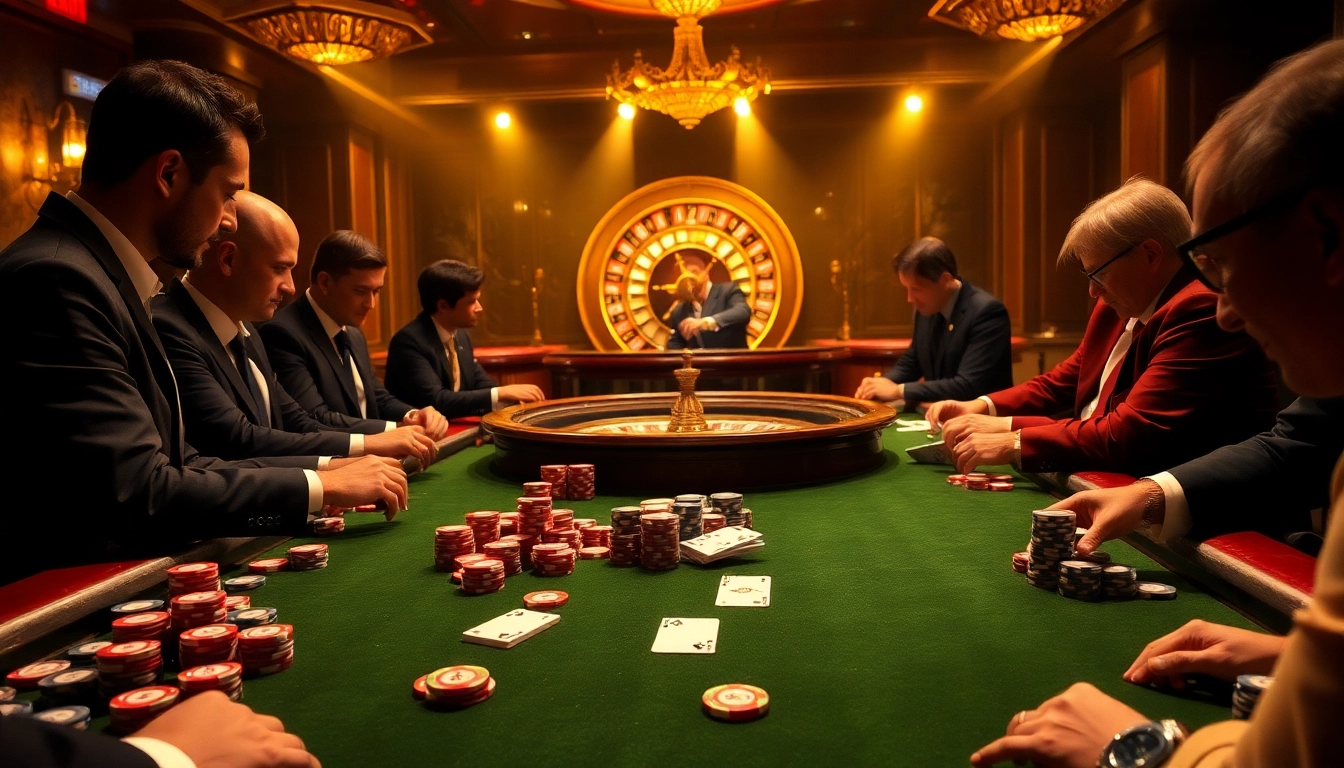 Engage with RR99 strategies at a luxurious poker table surrounded by high-stakes excitement and luxury.