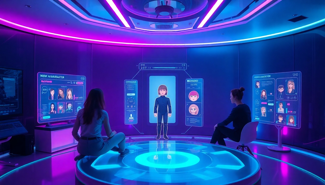 Engaging scene of users chatting with character ai nsfw, featuring vibrant digital interfaces.