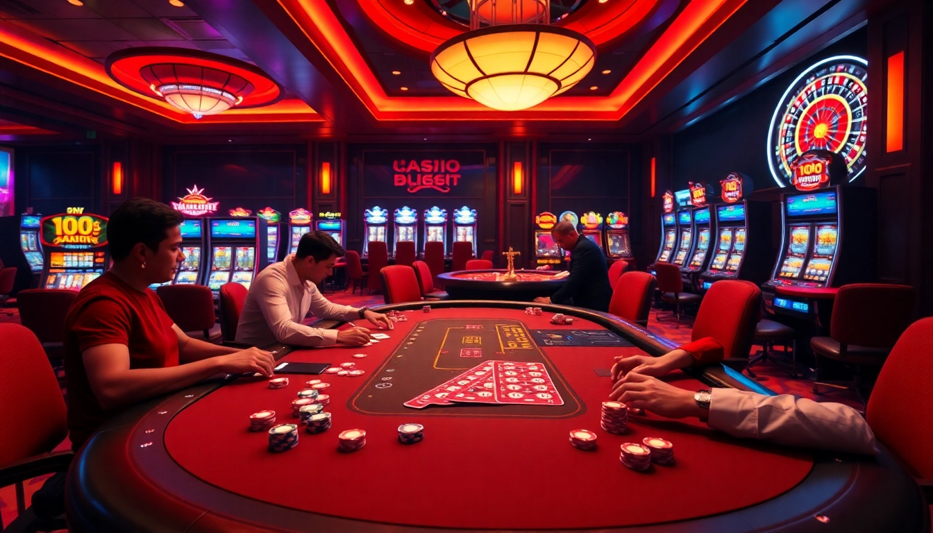 Dynamic online gambling scene featuring poker action at 888b with illuminated slot machines.