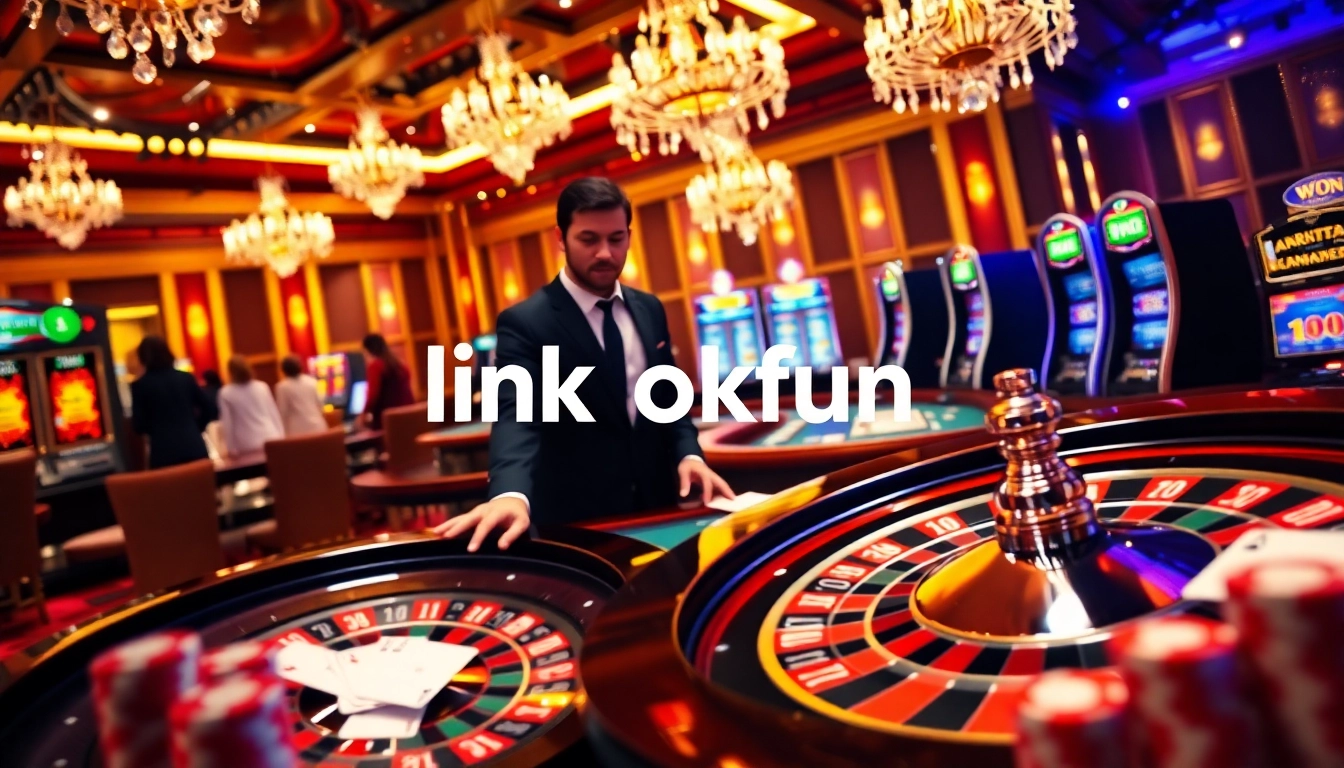 Engage with thrilling gameplay at link okfun, seeing players enjoy a luxurious casino atmosphere.