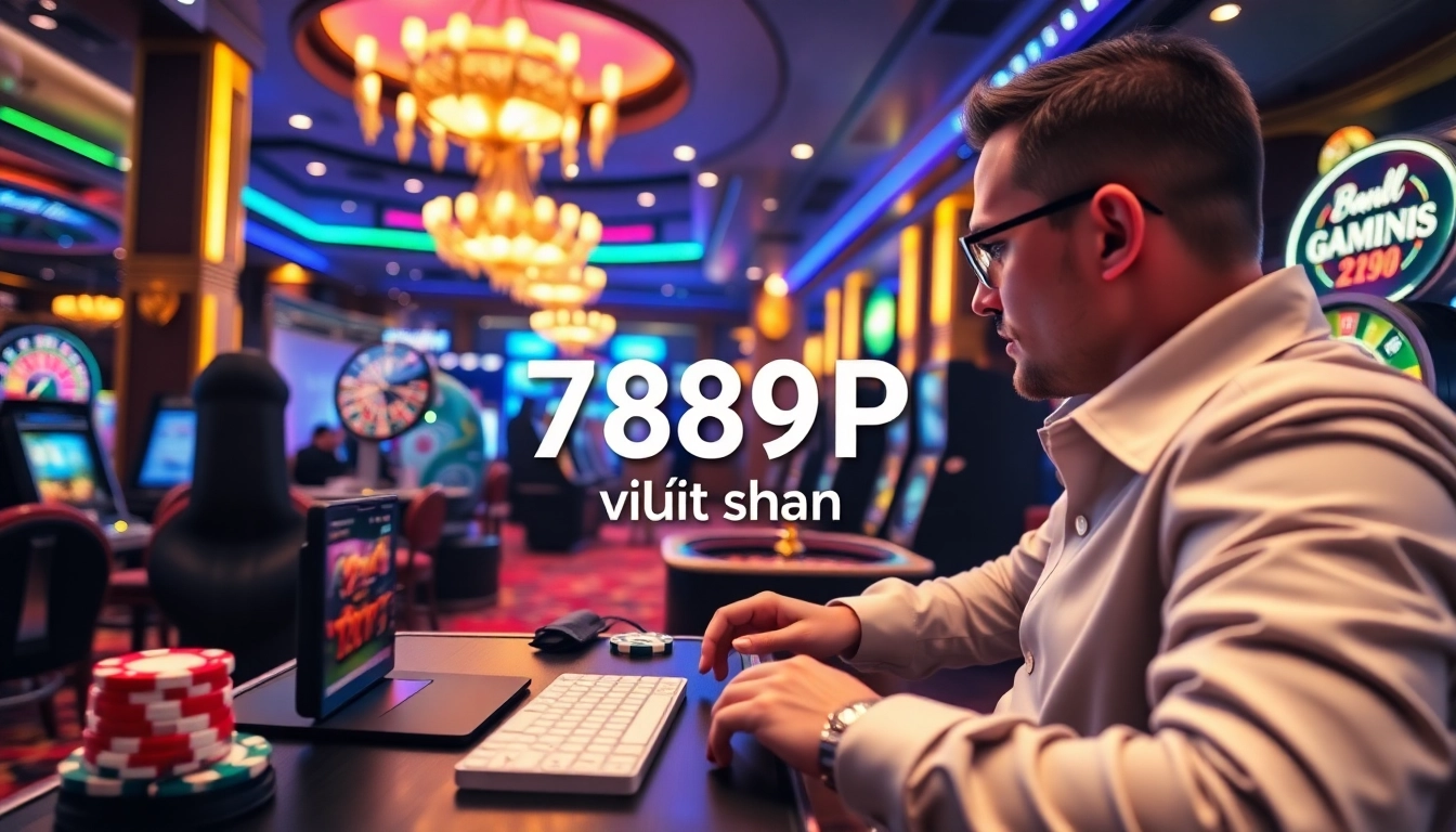 Experience vibrant online gaming with 789P việt nam, showcasing poker chips and roulette wheels.