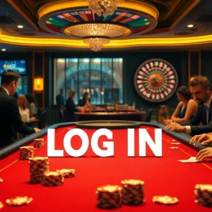 Log in to an online casino and enjoy thrilling gaming with poker chips and tables.