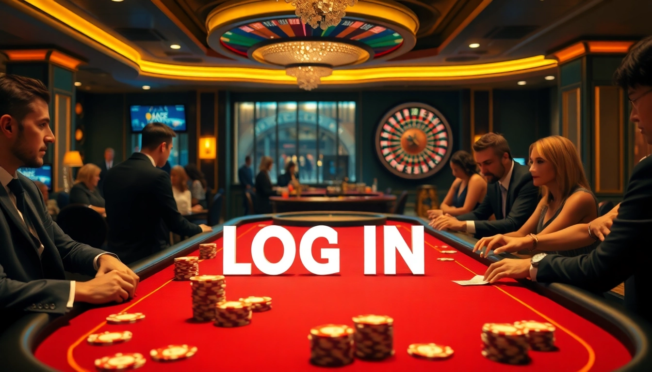 Log in to an online casino and enjoy thrilling gaming with poker chips and tables.