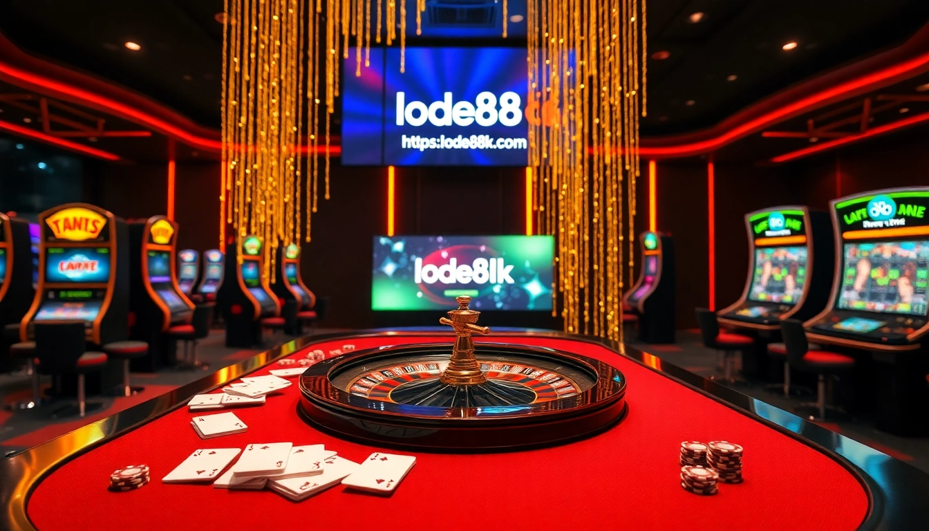 Experience excitement at https://lode88uk.com/ with a vibrant casino ambiance featuring roulette and slot machines.