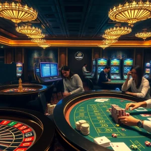 Kp88.com dynamic casino environment with poker chips, blackjack tables, and a roulette wheel.