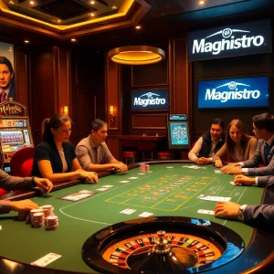 Gamblers at a poker table engaging in strategy while magrehistro for a casino experience.