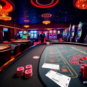 Players enjoy a thrilling online gambling experience inspired by https://mk8th.net/ at a luxurious casino.