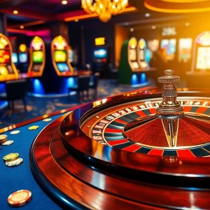 Experience excitement at the 22JL casino with luxurious roulette and colorful poker chips.