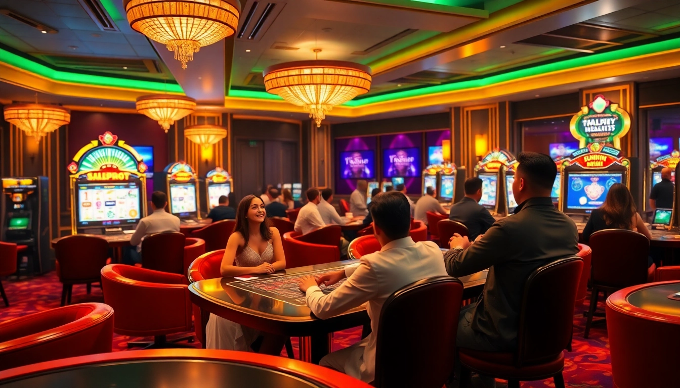 Experience the excitement of sunwin's luxurious online gaming environment with players engaging at vibrant casino tables.