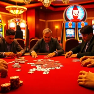 Intense poker action at a glamorous casino table reflecting the spirit of XX88.