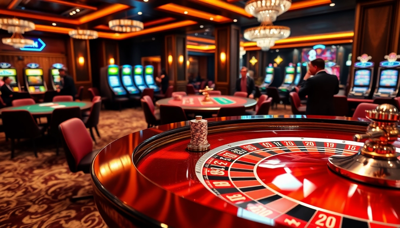 Players enjoying a high-stakes game at a luxurious casino featuring mb 88 themed roulette.