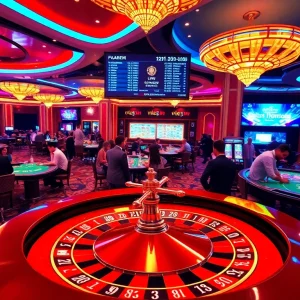 Experience the thrill at 13Win.Com with players enjoying a luxurious casino atmosphere.