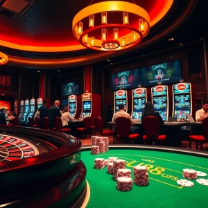 Experience the excitement of uu88 at a vibrant casino table, showcasing luxury gaming elements.