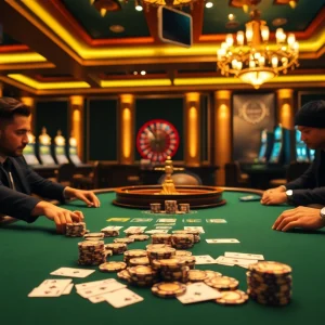 Engage in high-stakes action at https://vaobet.jp.net/ with players focused on a thrilling poker game.