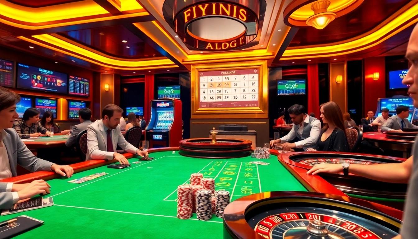 Engaged players vying for winnings at F168 casino tables, showcasing luxury and excitement.