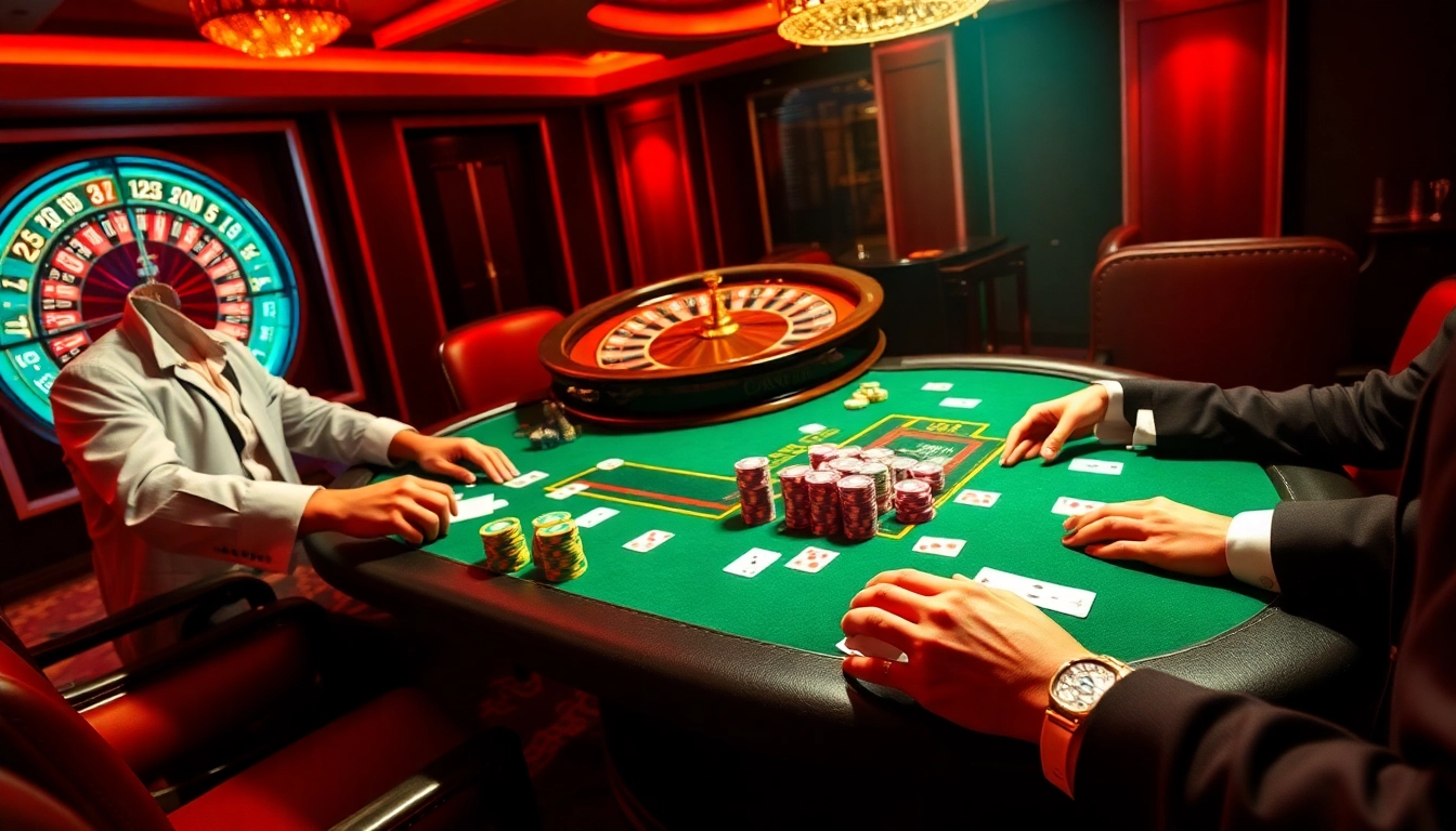 Experience the thrill of poker at Ok365, featuring professional players and vibrant casino elements.