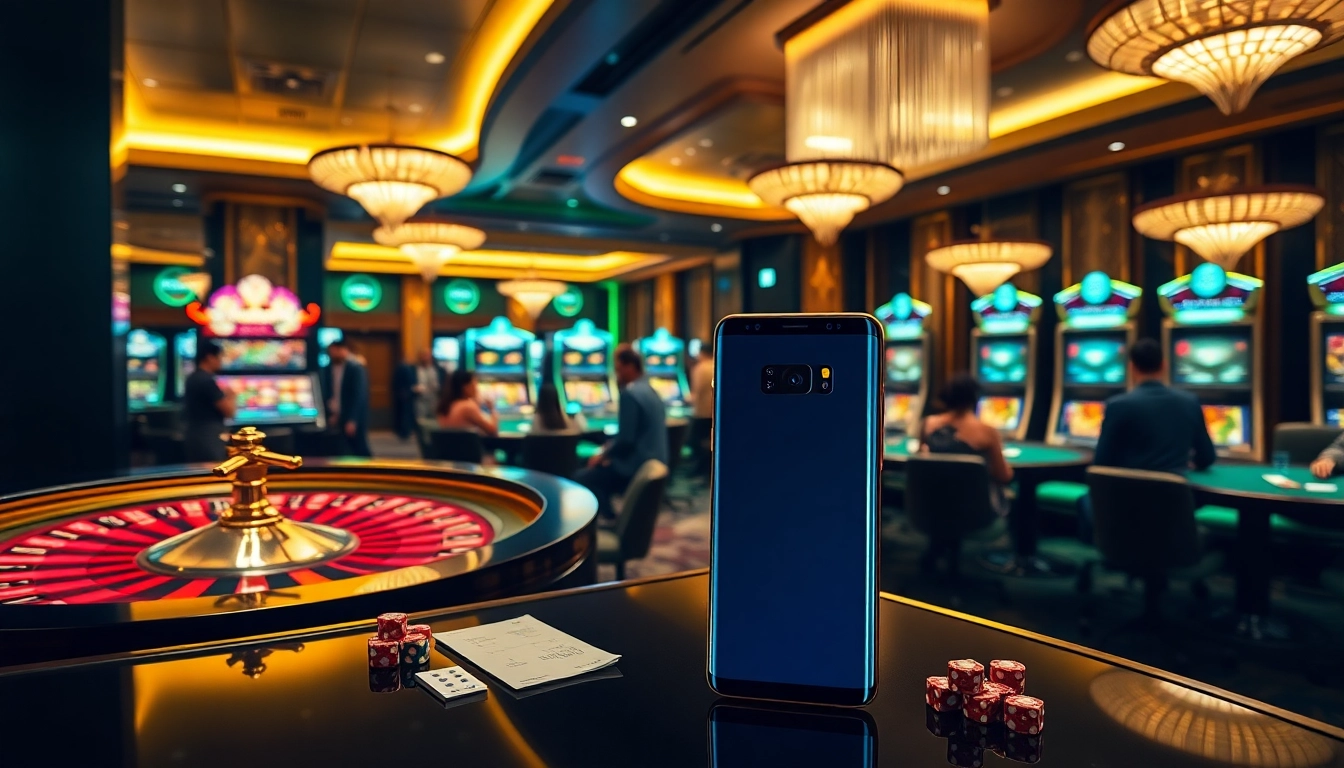 S8 casino players enjoying luxury gaming with high-tech slot machines and exciting atmosphere