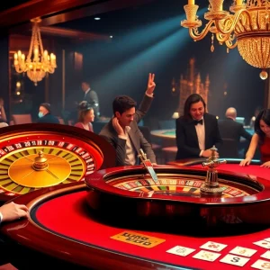 Experience the thrill at Luongsontv5.com with a vibrant casino scene featuring roulette and poker.