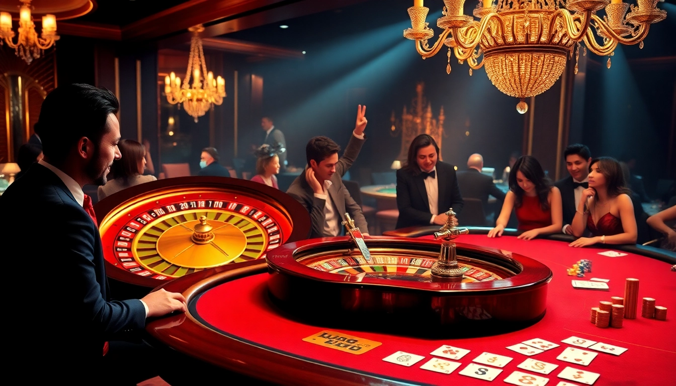 Experience the thrill at Luongsontv5.com with a vibrant casino scene featuring roulette and poker.